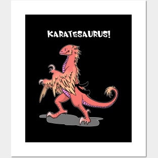 Karatesaurus in orange for dark backgrounds Posters and Art